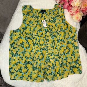 NWT Talbots Yellow and Green Floral Blouse Size X1